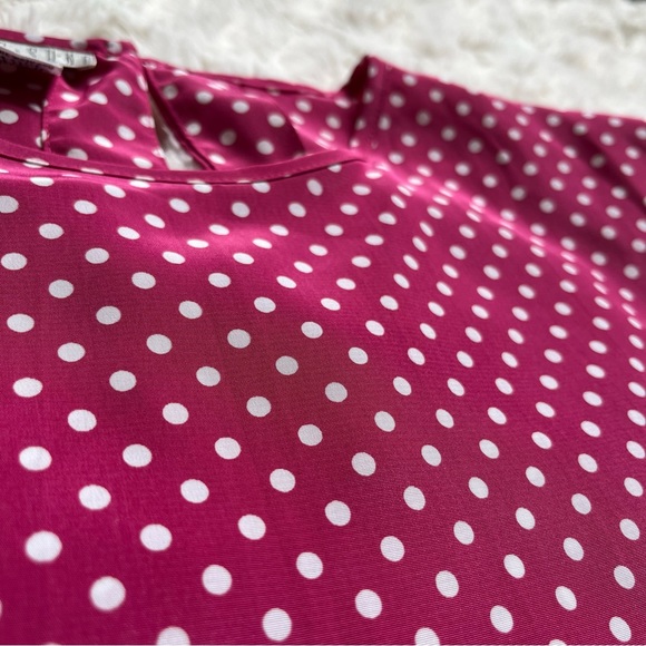 Vintage 90s Hana Sung Pink and White Polka Dot Top - Picture 9 of 13